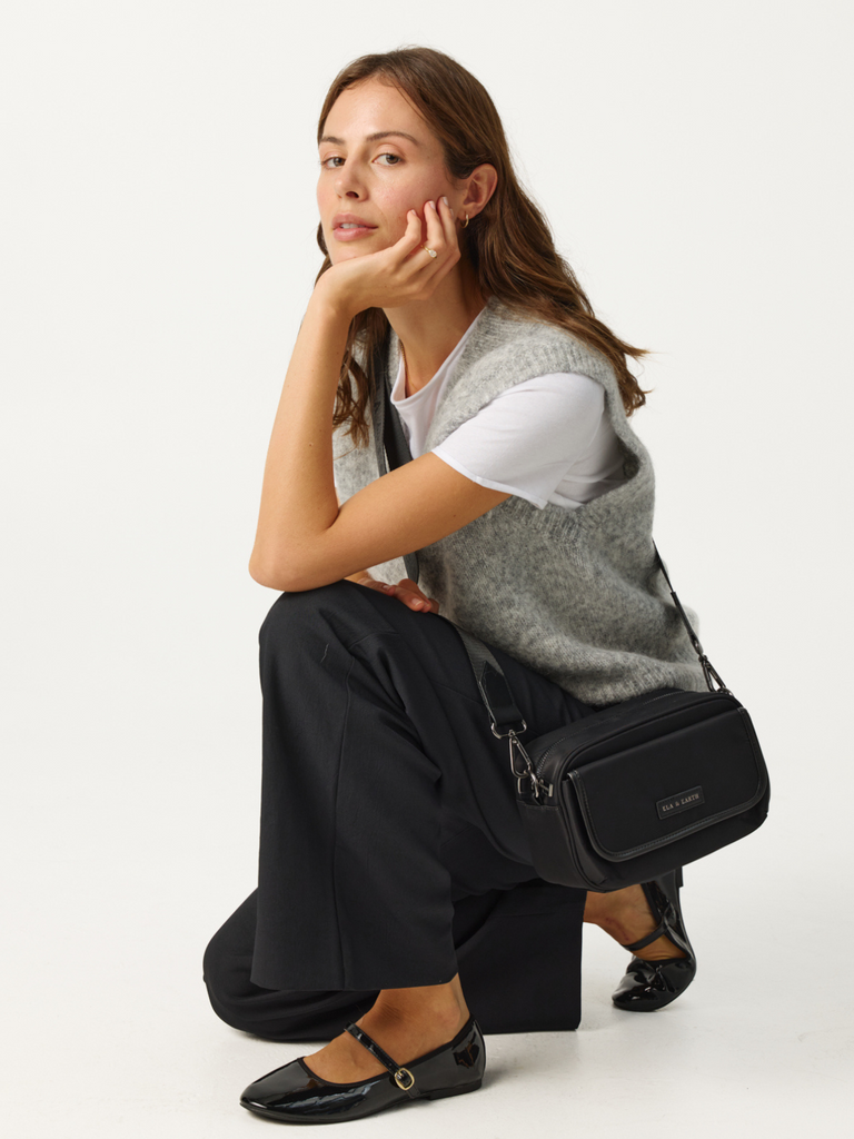 Shoulder Bag - Black With Gunmetal 