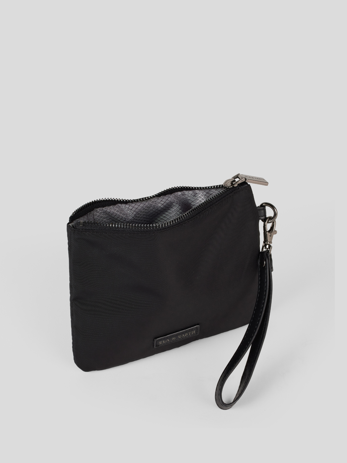 Purse With Wrist Strap - Black With Gunmetal