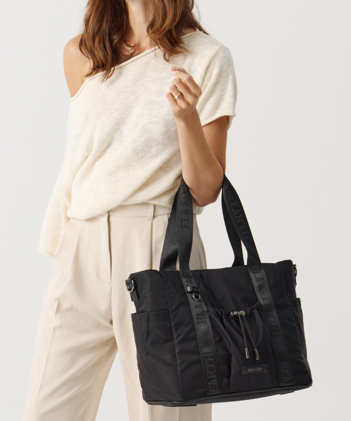 Stylish Tote Bag - Black With Gunmetal