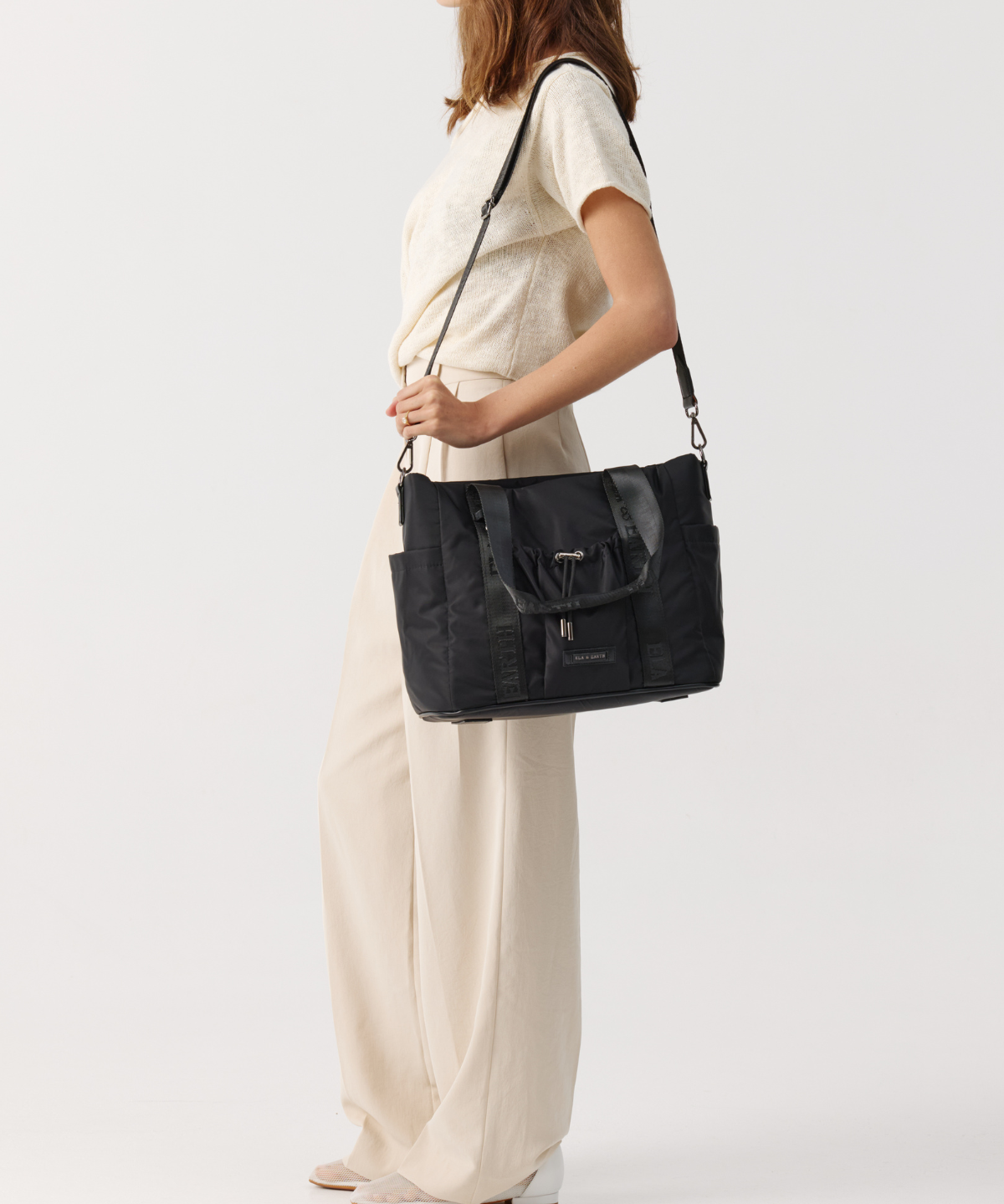 Medium Tote Bag - Black With Gunmetal 