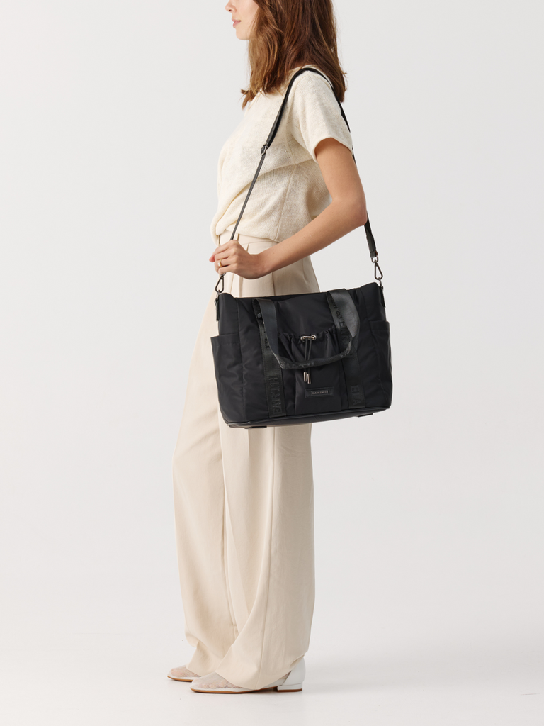 Medium Tote Bag - Black With Gunmetal 