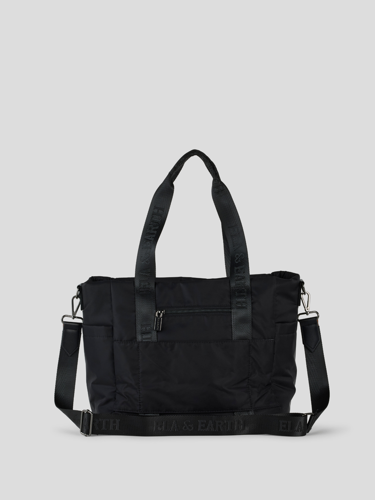 Trendy Women's Tote Bag - Black With Gunmetal