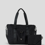 Medium Tote & Pouch Set - Black With Gunmetal 