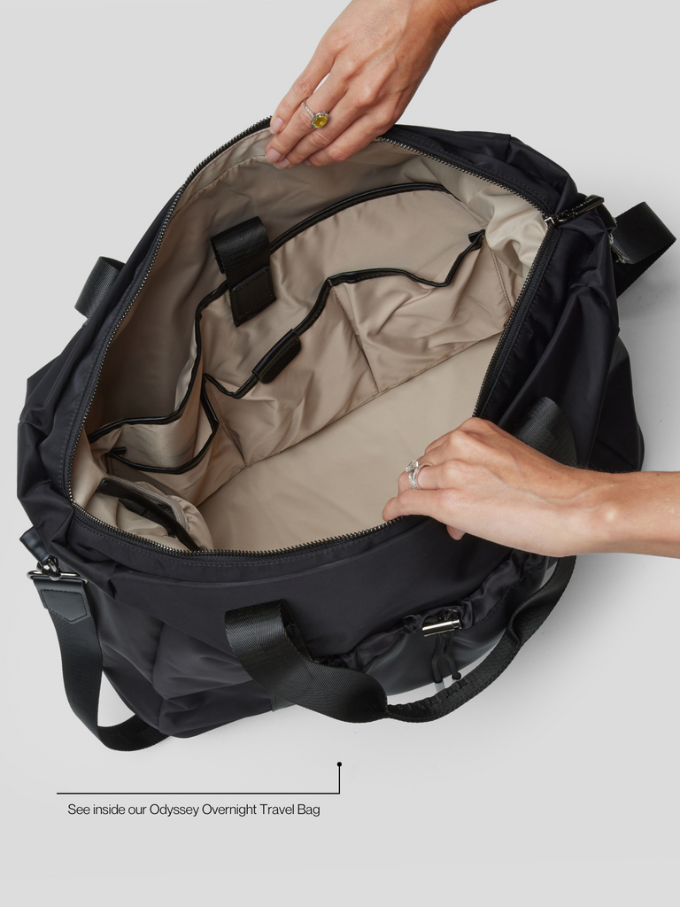 Multiple - Pocket Travel Bag - Black With Gold 