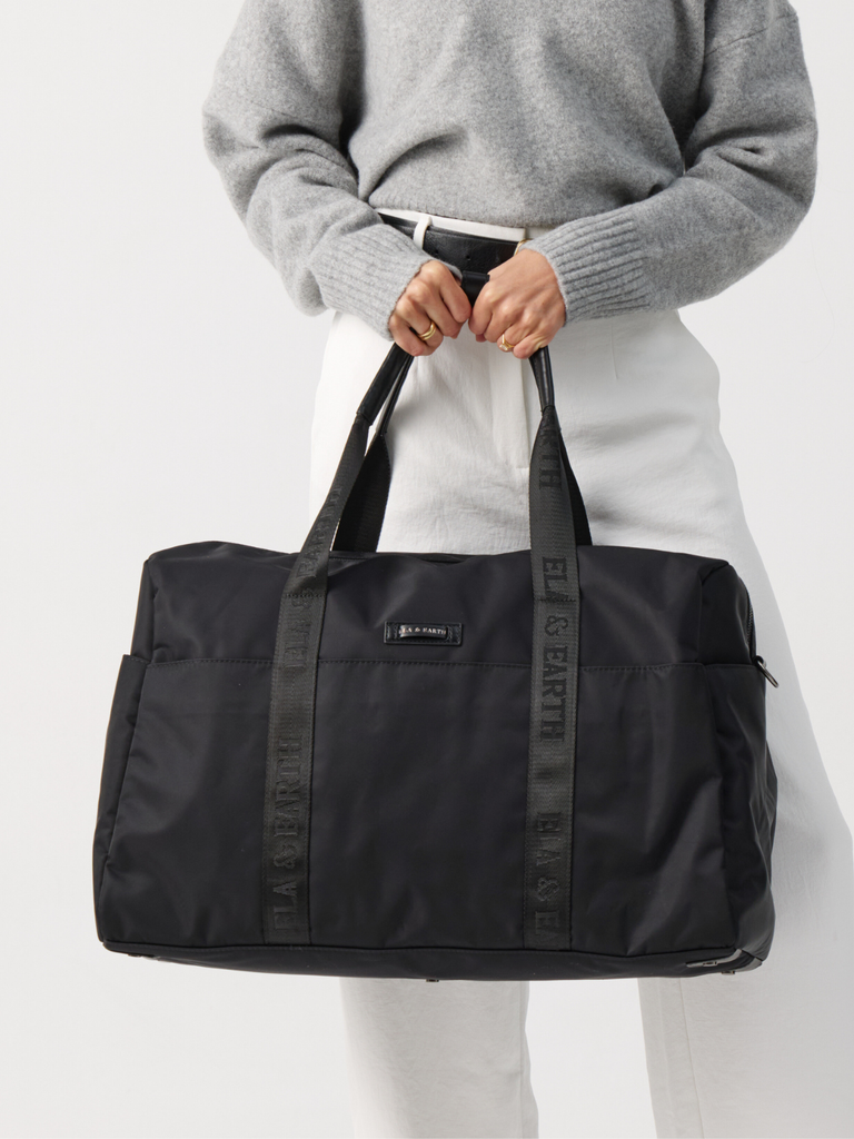 Luxury Travel Bag - Black With Gunmetal