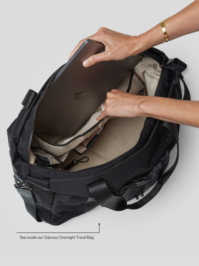 Large Insulated Tote Bag - Black with Gunmetal 