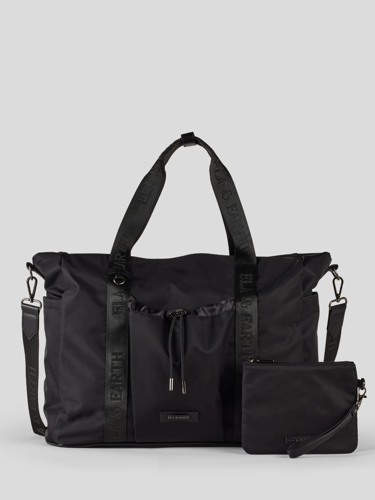 Overnight Bag & Pouch - Black with Gunmetal
