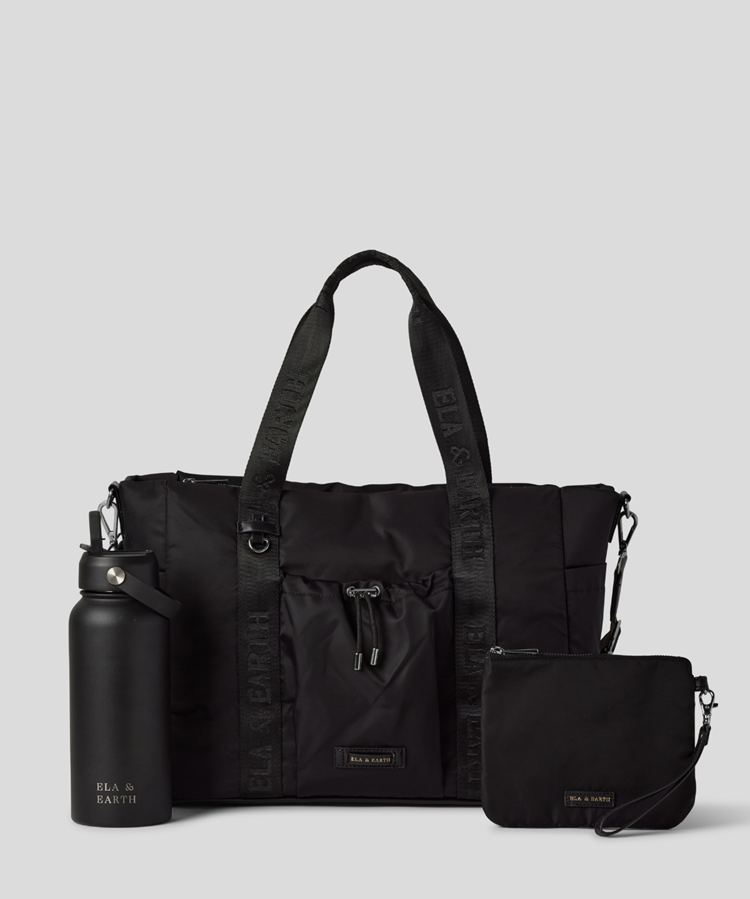 Black Tote Bag, Black Water Bottle and Medium Pouch 