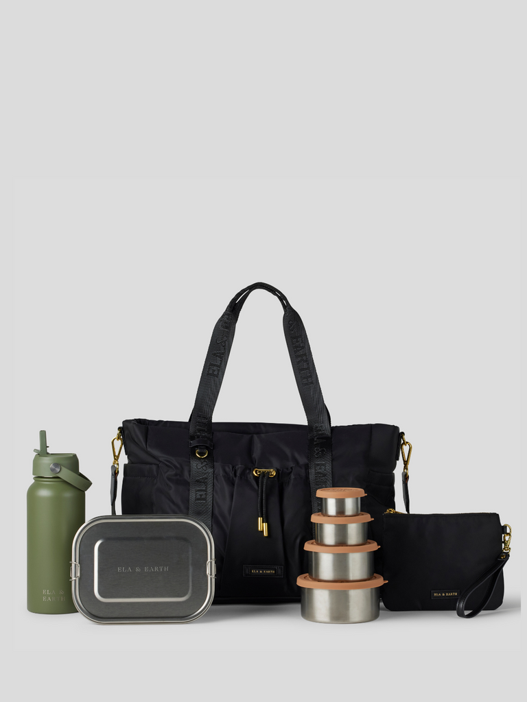 Insulated handbag bundle - green