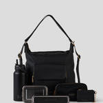 Convertible Backpack, Black Water Bottle,  800ml bento box, travel case, Card & Coin and cutlery set 