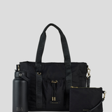 Black With Gold, Medium Pouch and Black Water Bottle