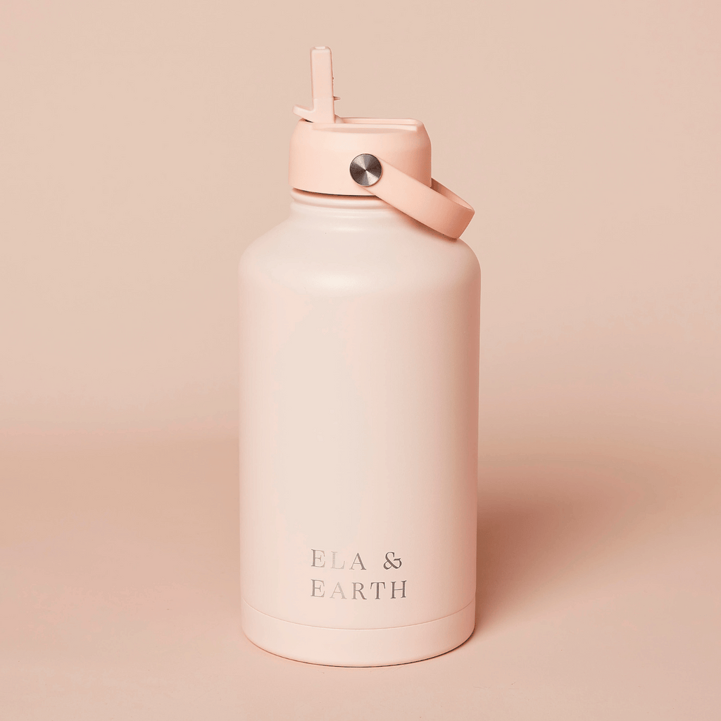 1.8 litre insulated water bottle with straw - pink