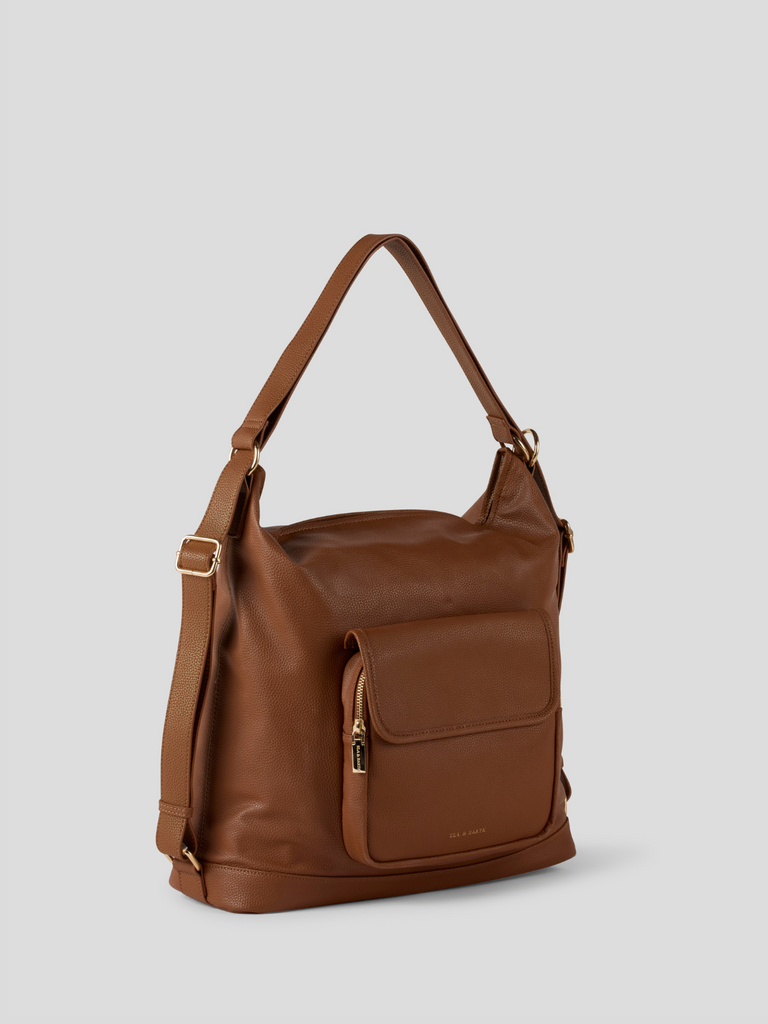 Chic Small Tote Backpack - Caramel 