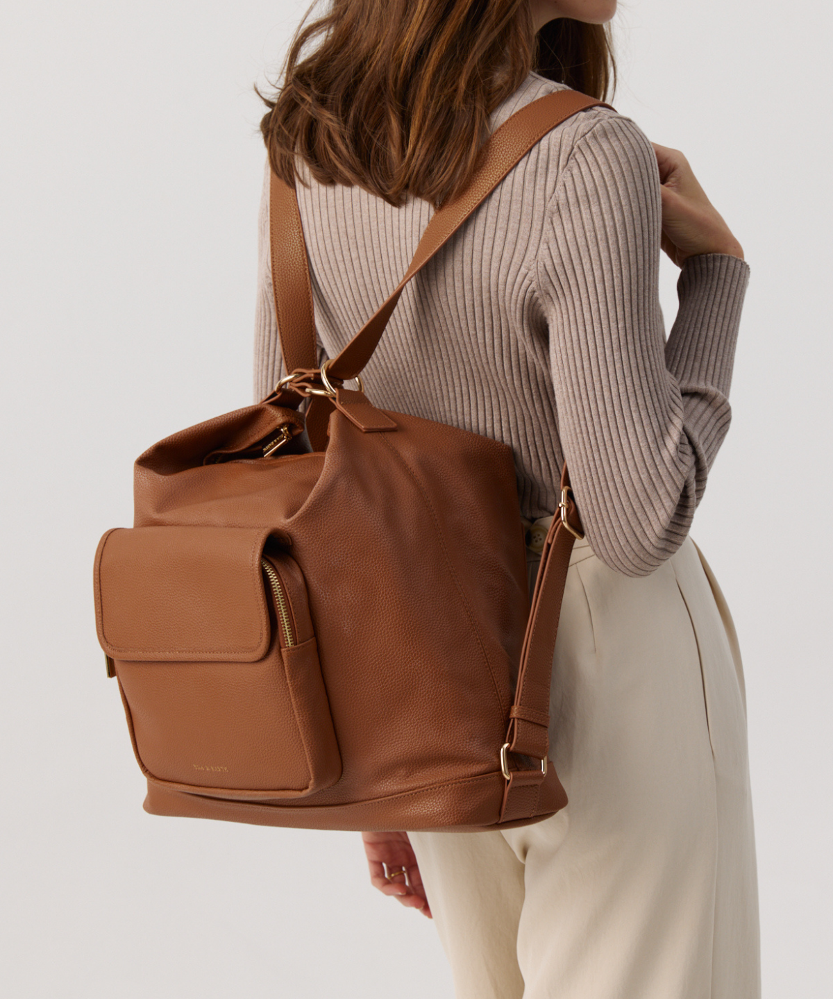Compact Convertible Tote Bag - Caramel 
