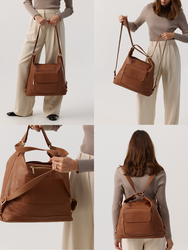 Luxury Convertible Backpack - Caramel 