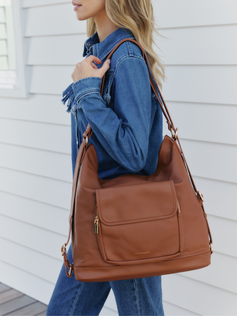 Vegan Leather Backpack - Brown