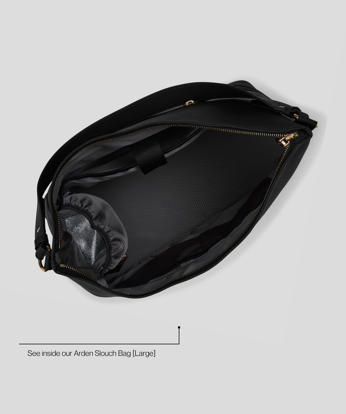 Black With Gold - Arden Insulated Slouch Bag [Large]