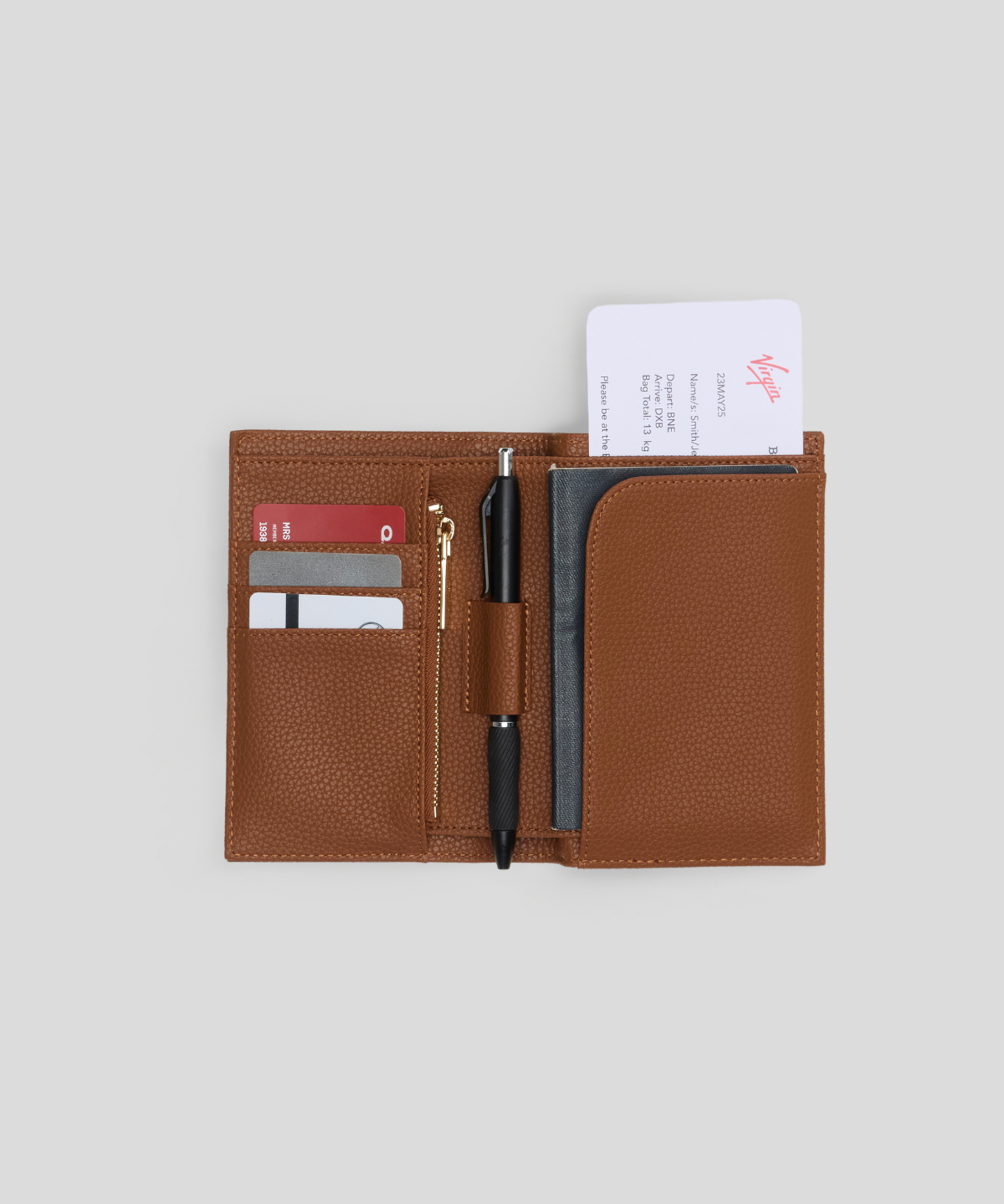 Caramel With Gold - Arden Single Passport Wallet