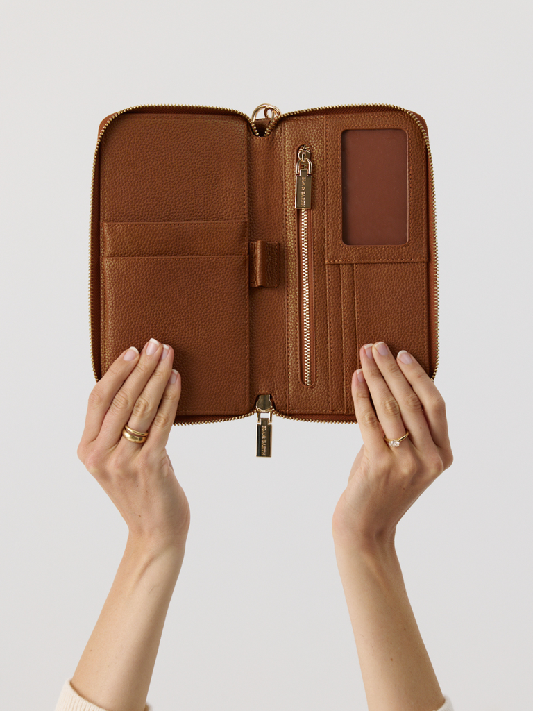 Compact Single Passport Wallet - Caramel
