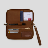 Passport And Card Holder - Caramel With Gold 