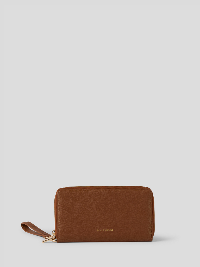 Passport Wallet - Caramel With Gold 