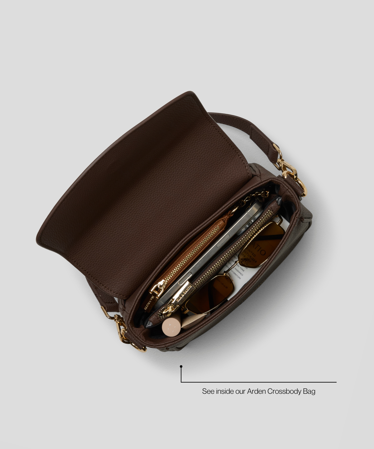 Caramel With Gold - Arden Small Crossbody Bag