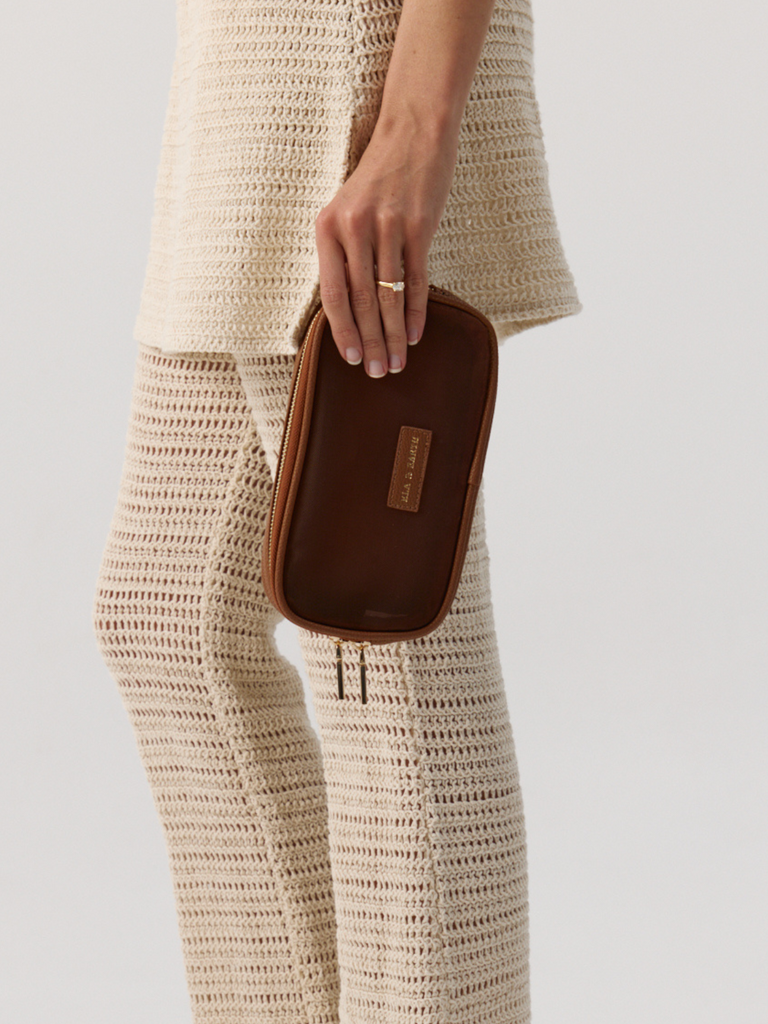 Small Zippered Travel Case - Caramel