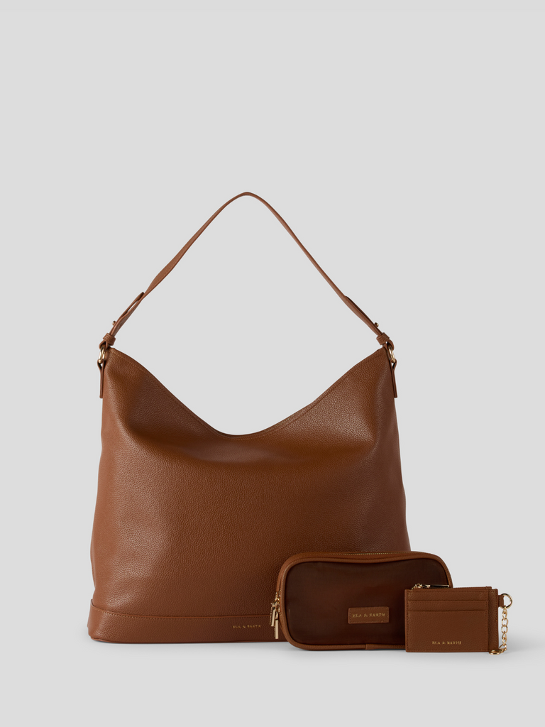 Signature Slouch Bag Set - Caramel With Gold 
