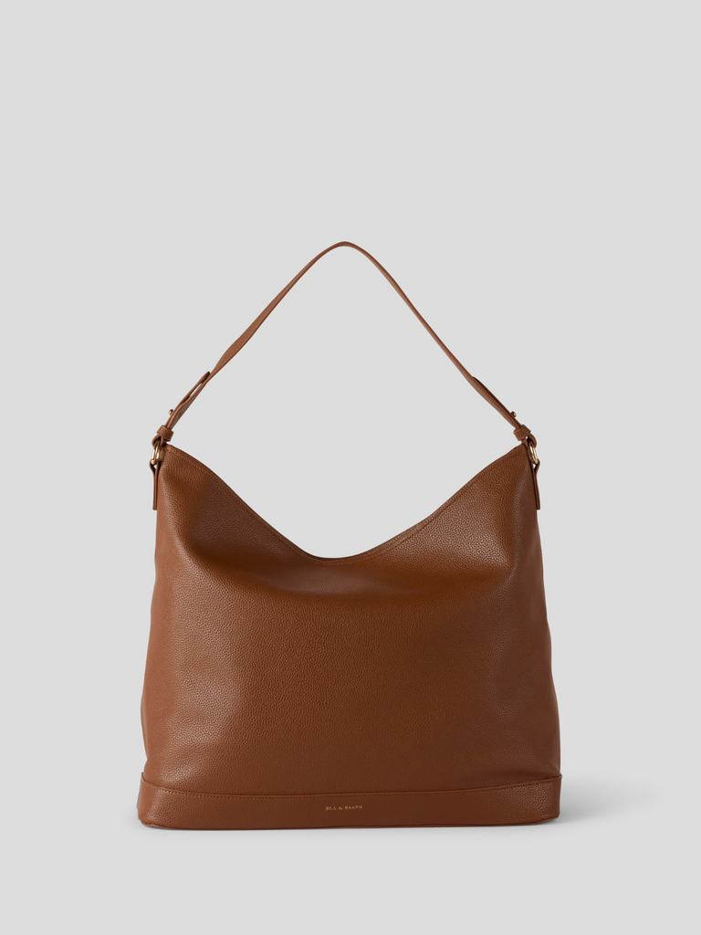 Stylish Slouch Bag - Caramel With Gold 