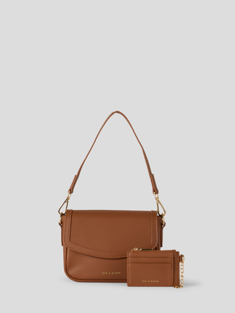 Small Crossbody Bag & Card and Coin Wallet - Biscuit / Brown 