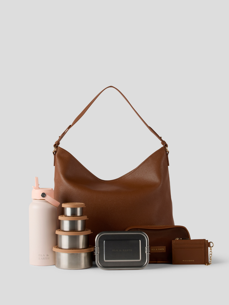 Deluxe Slouch Bag Set - Brown 