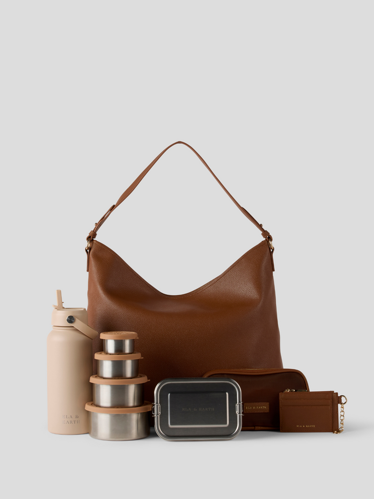 Deluxe Slouch Bag Set - Brown 