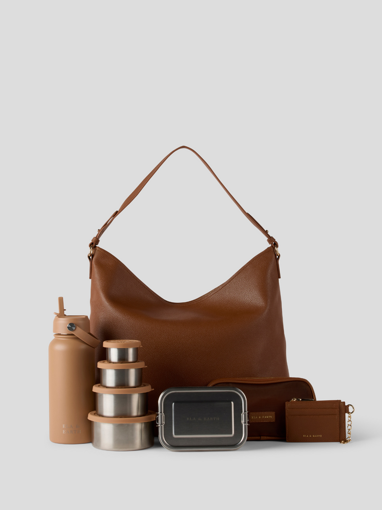 Deluxe Slouch Bag Set - Brown 