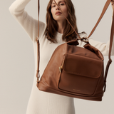 Caramel With Gold - Arden Convertible Tote Backpack [Small]