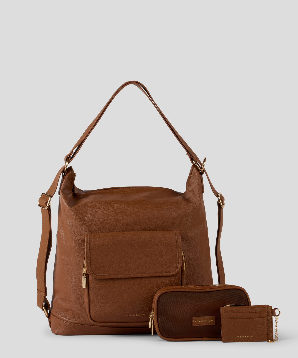 Caramel Arden Backpack with Small Travel Case and Card & Coin Wallet