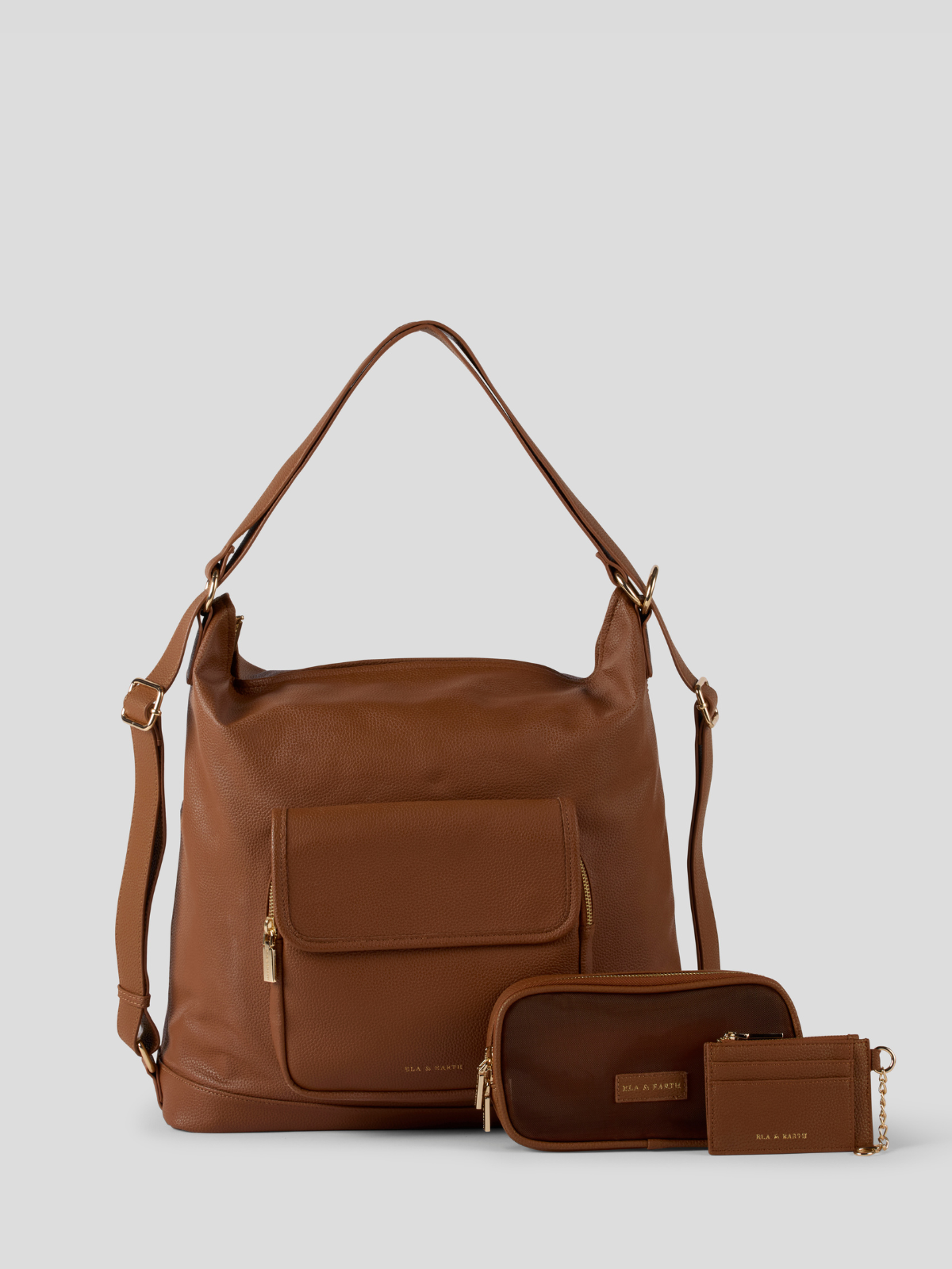 Caramel Arden Backpack with Small Travel Case and Card & Coin Wallet