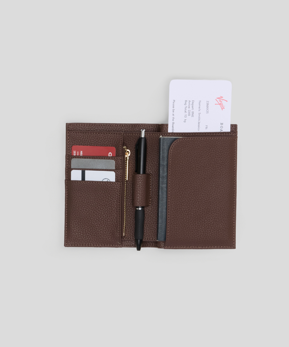 Chocolate With Gold - Arden Single Passport Wallet