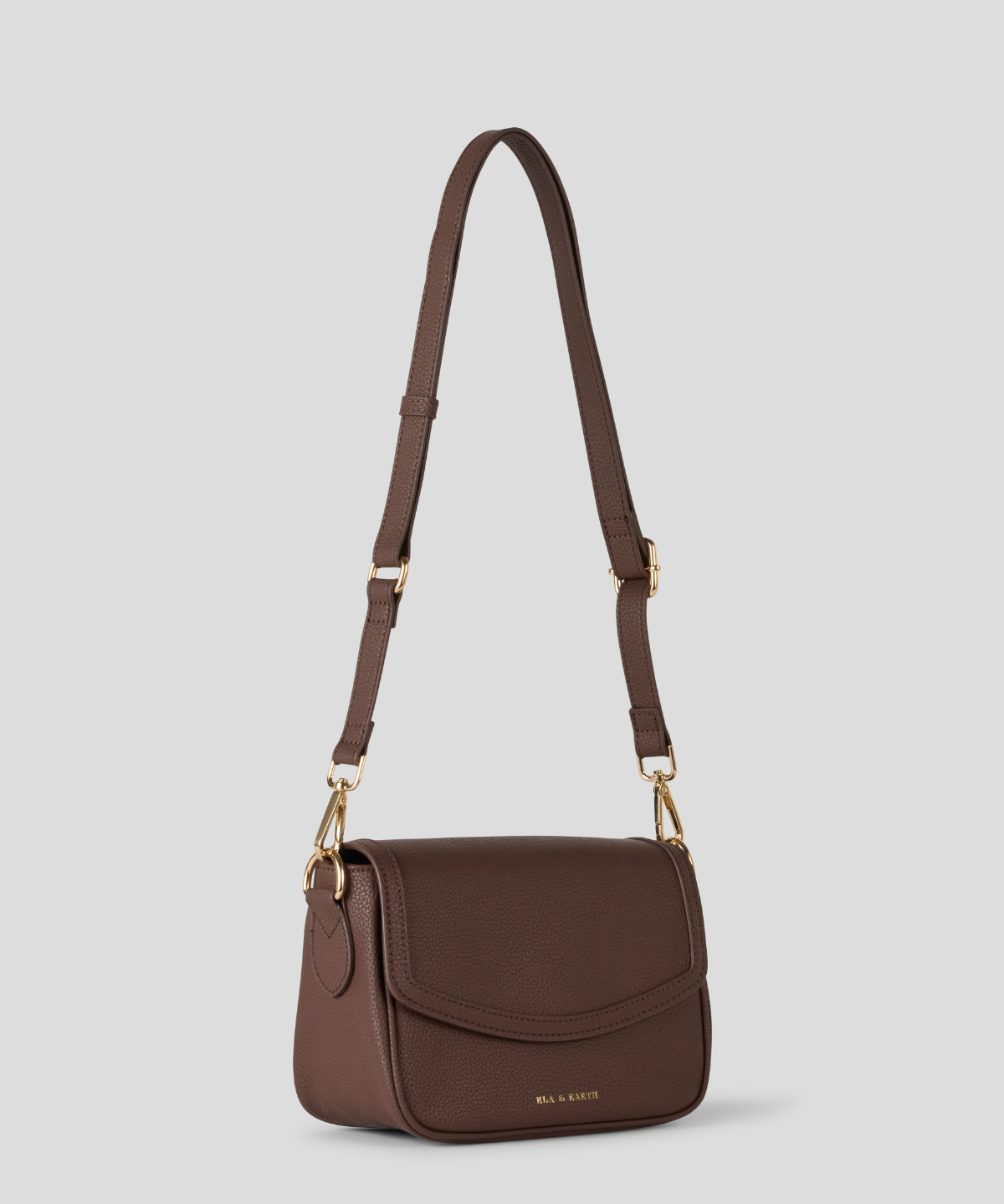 Compact crossbody bag in vegan leather - brown