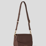 Compact crossbody bag in vegan leather - brown