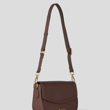 Compact crossbody bag in vegan leather - brown