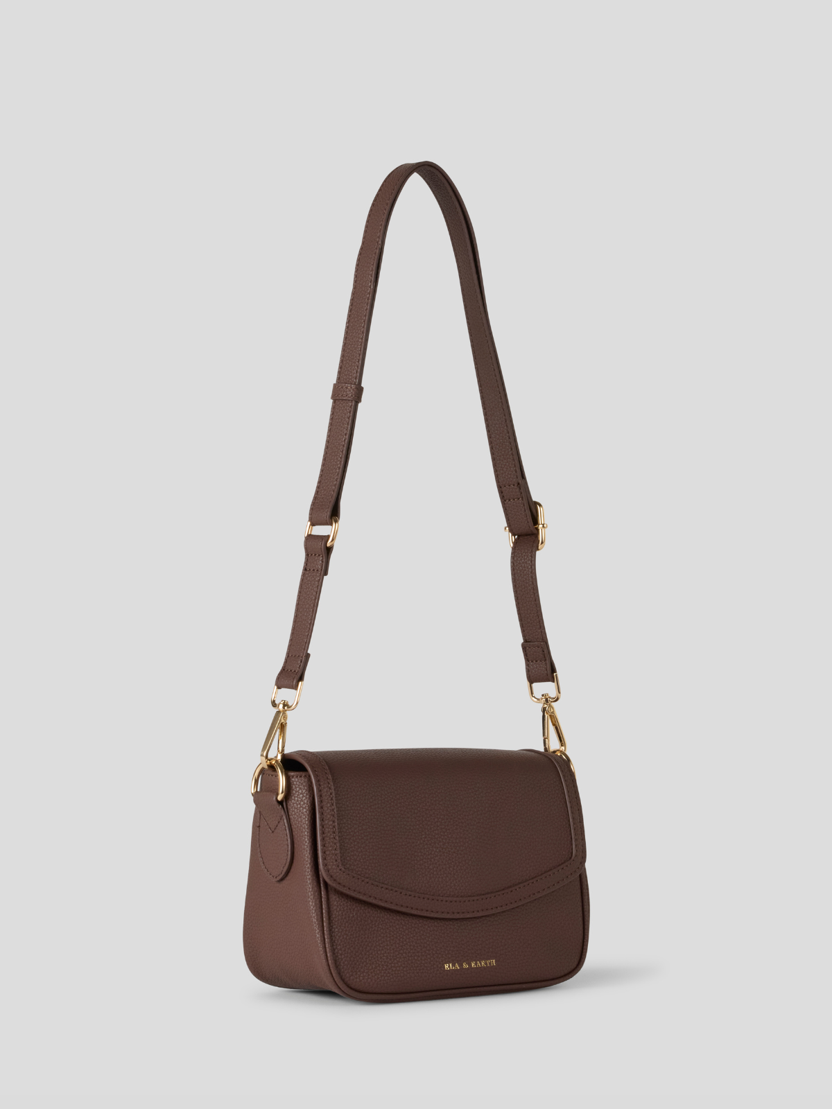 Compact crossbody bag in vegan leather - brown