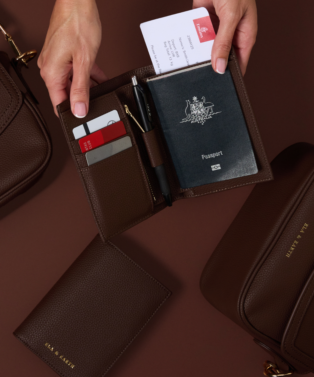 Chocolate With Gold - Arden Single Passport Wallet