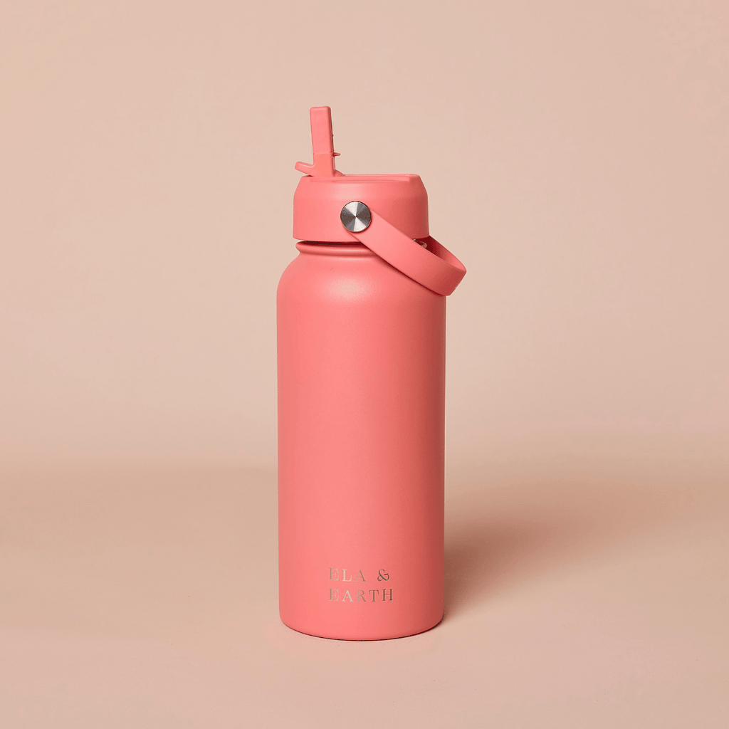 1 litre insulated water bottle - coral