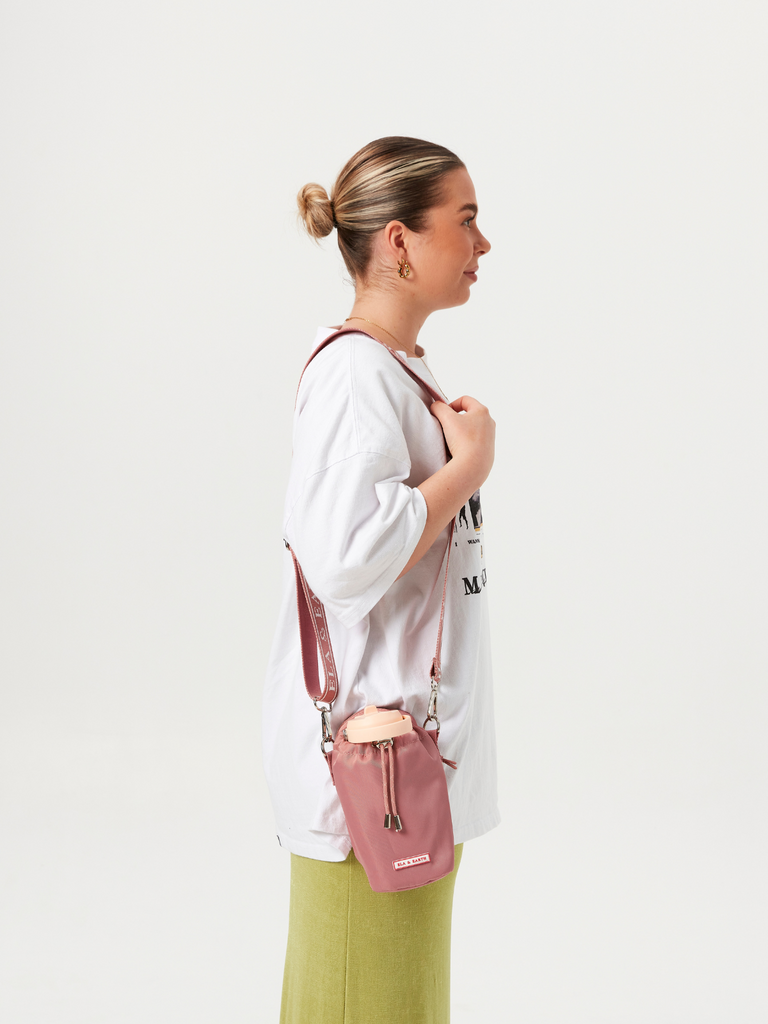 Kids Water Bottle Sling - Dusty Pink 
