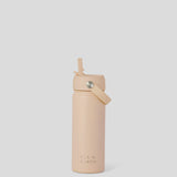 beige kids insulated water bottle with straw lid