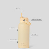 1l stainless steel drink bottle with straw - pastel yellow