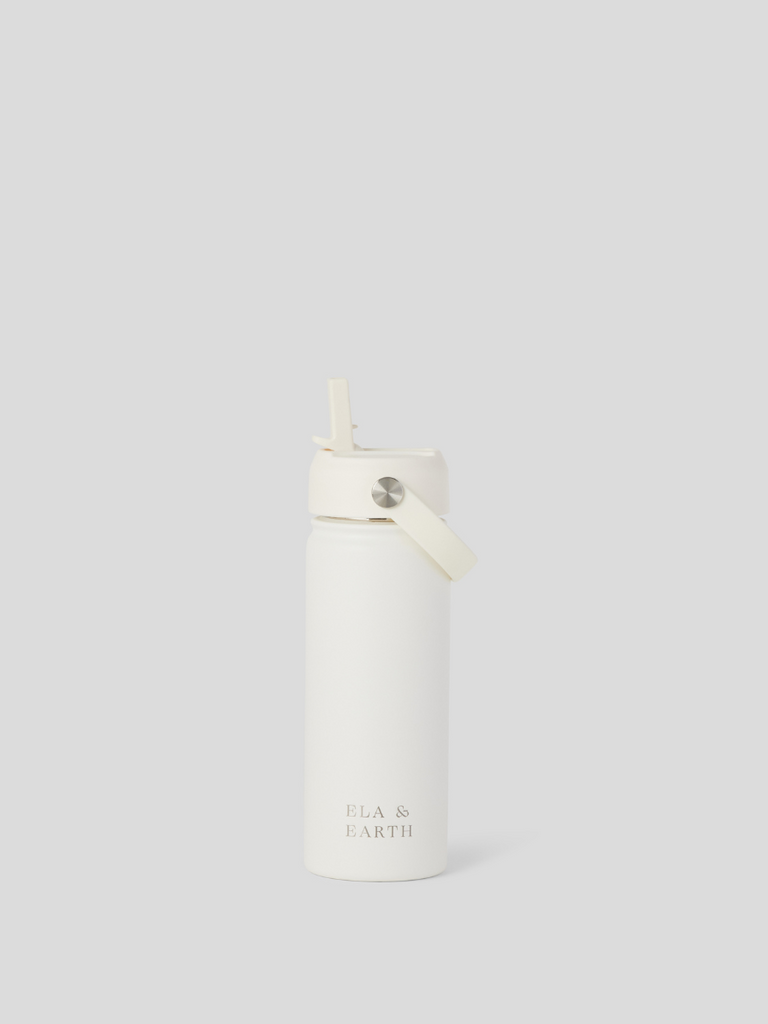 white kids insulated water bottle with straw lid