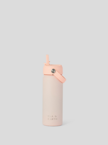 kids insulated water bottle with straw - pink