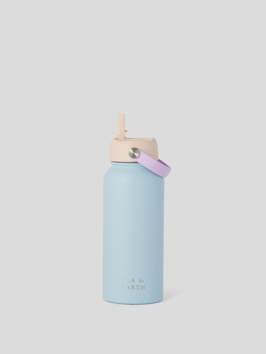 1 litre insulated water bottle - blue pink
