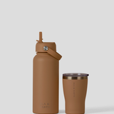 1 Litre Water Bottle & 350ml Tumbler - Biscuit 
